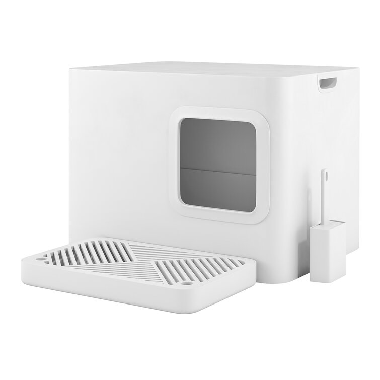 Plastic litter box outlet enclosure